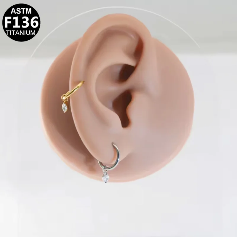 ASTM F136 Titanium Crystal Segment Clicker Ring For Septum Or Nose Piercing - Image 2