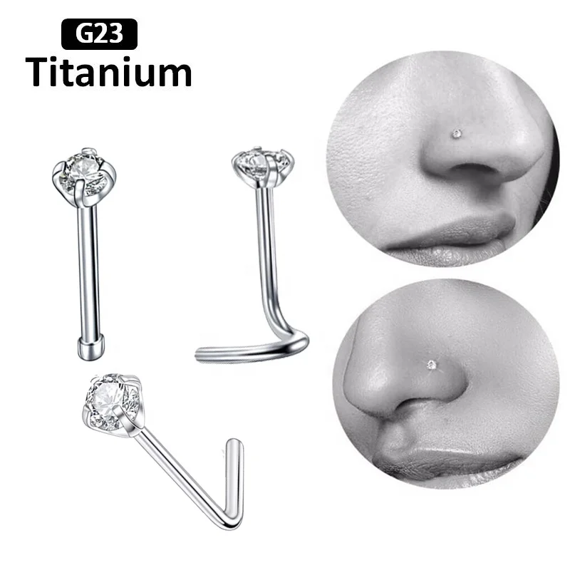 ASTM F136 Titanium CZ Nose Stud For Nose Piercing