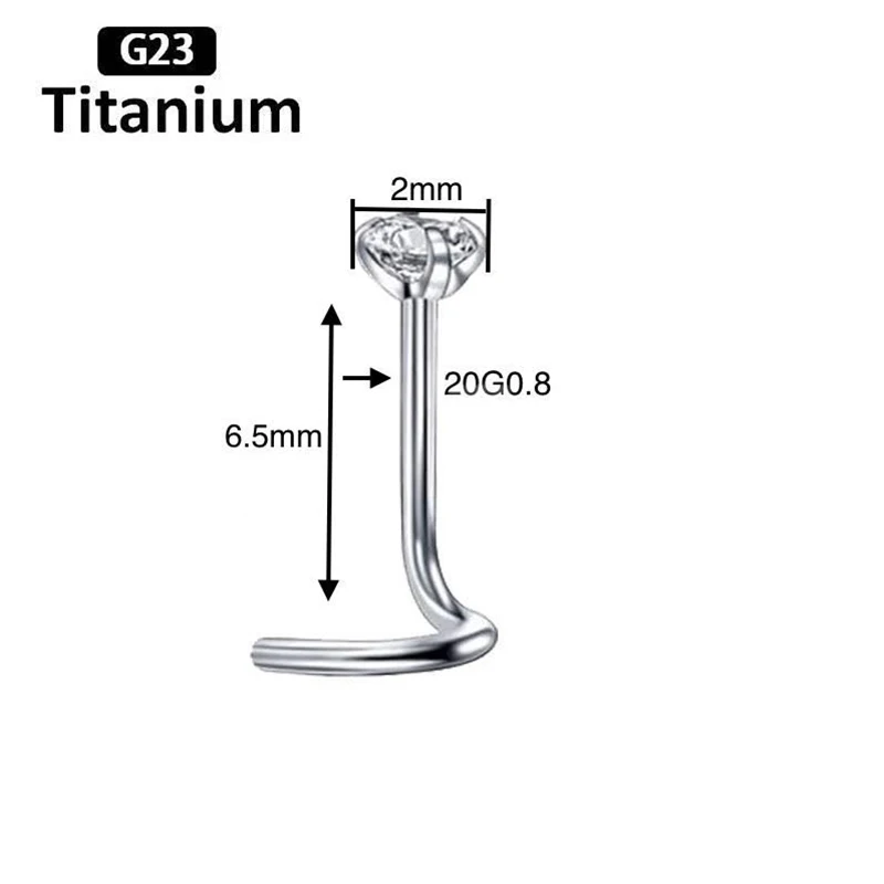 ASTM F136 Titanium CZ Nose Stud For Nose Piercing - Image 2
