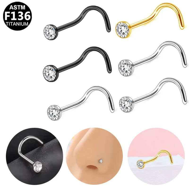 ASTM F136 Titanium CZ Nose Stud For Nose Piercing