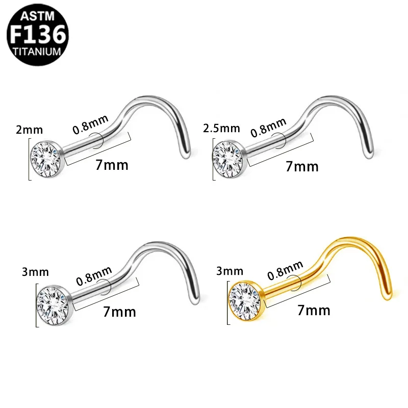 ASTM F136 Titanium CZ Nose Stud For Nose Piercing - Image 2