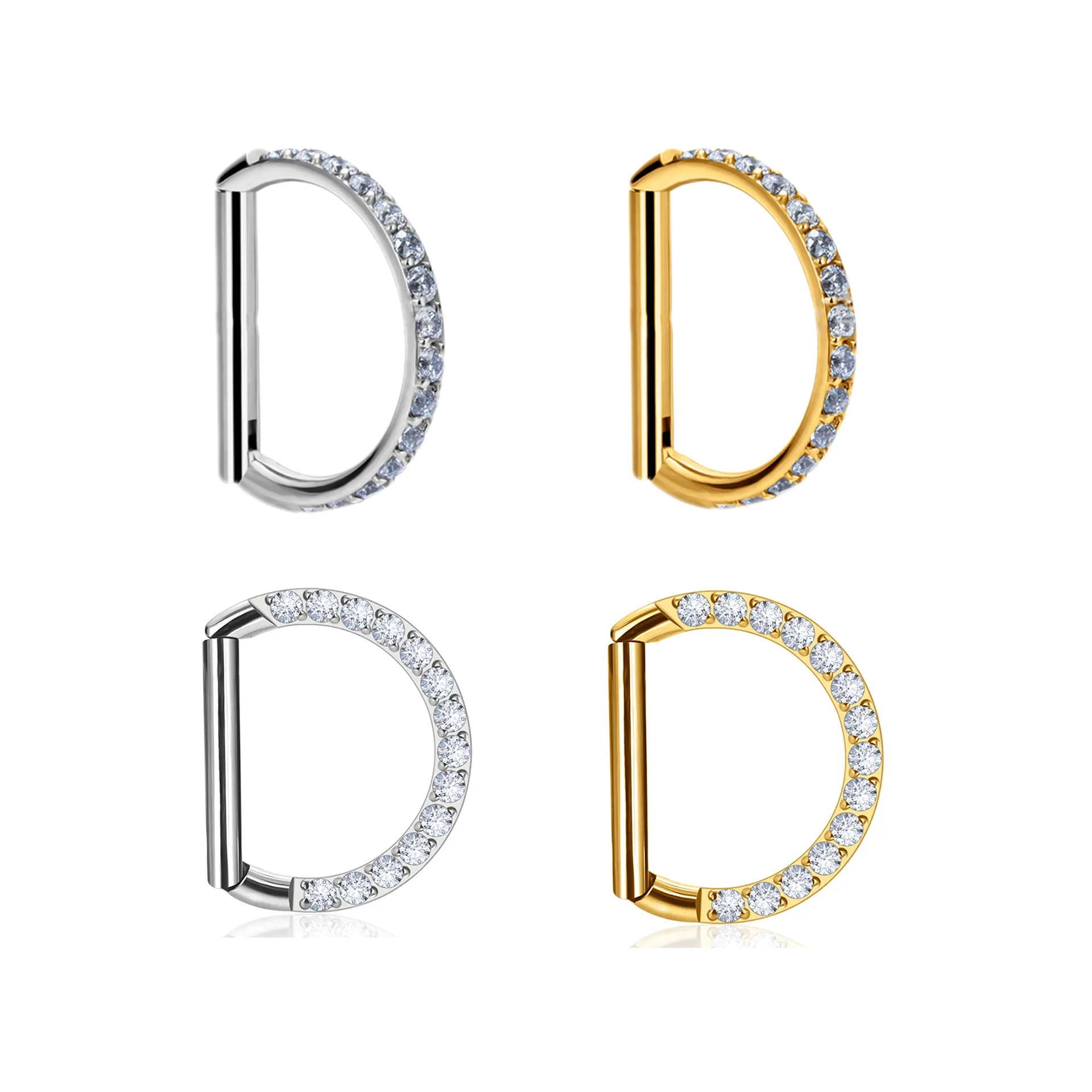 ASTM F136 Titanium CZ Nose Ring For Nose Piercing
