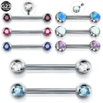 ASTM F136 Titanium 14G Opal Nipple Ring For Nipple Piercing