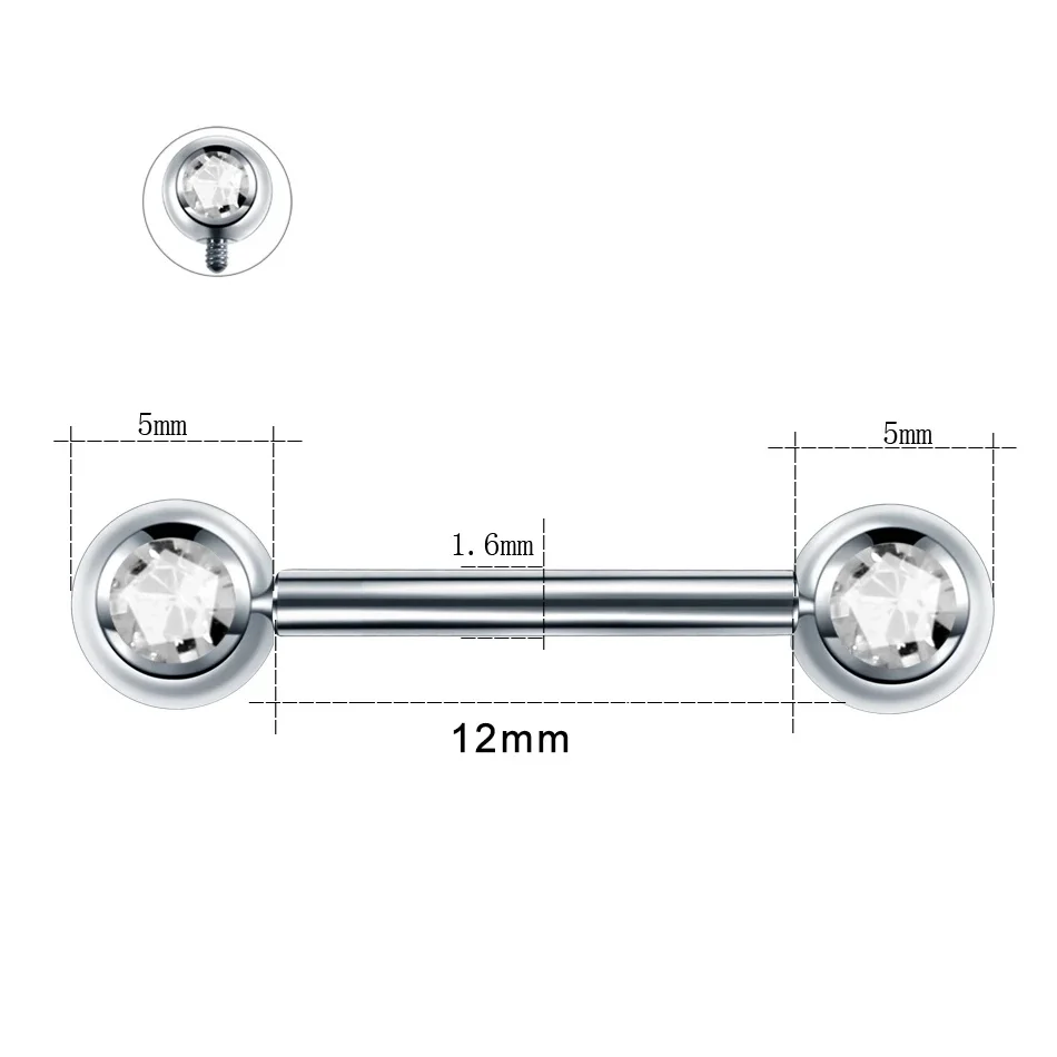 ASTM F136 Titanium 14G Opal Nipple Ring For Nipple Piercing - Image 2