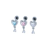 ASTM F136 Titanium CZ Heart Piercing Earring For Ear Piercing