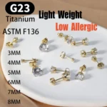 ASTM F136 Titanium CZ Piercing Earring For Ear Piercing
