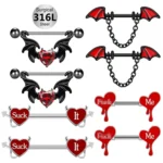 316L Surgical Steel Heart Nipple Ring For Nipple Piercing