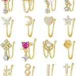 Fake CZ Heart Nose Ring For Nose Piercing