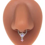 316L Surgical Steel Heart Segment Clicker Ring For Septum Or Nose Piercing