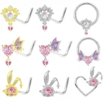 316L Surgical Steel Heart Segment Clicker Ring For Septum Or Nose Piercing