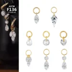 ASTM F136 Titanium CZ Piercing Earring For Ear Piercing