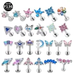 ASTM F136 Titanium CZ Piercing Earring For Ear Piercing
