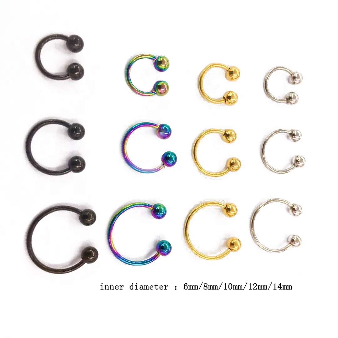 316L Surgical Steel Opal Horseshoe Ring For Septum, Ear Or Lip Piercing - Image 2