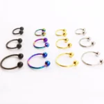 316L Surgical Steel Opal Horseshoe Ring For Septum, Ear Or Lip Piercing