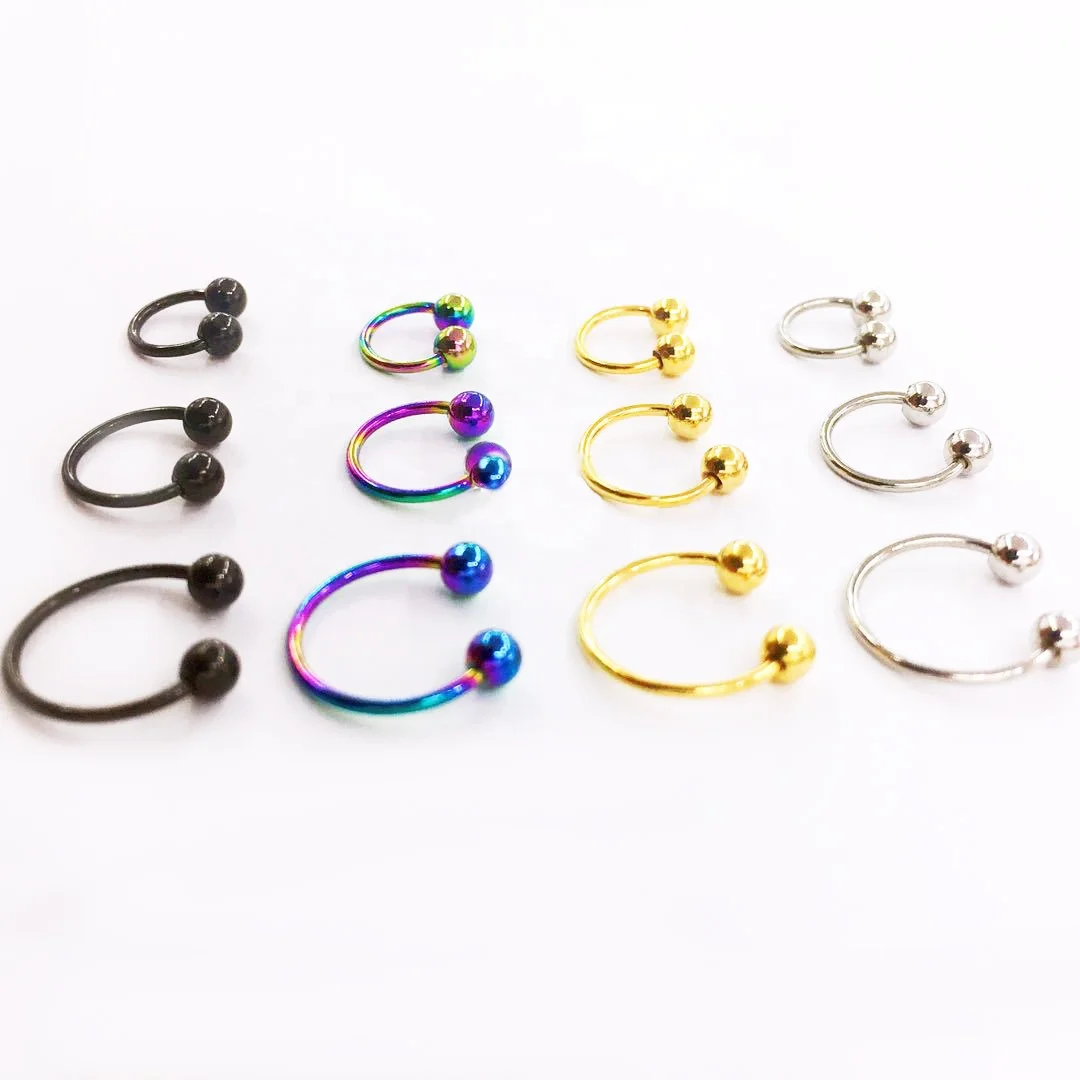 316L Surgical Steel Opal Horseshoe Ring For Septum, Ear Or Lip Piercing