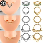 ASTM F136 Titanium CZ Segment Clicker Ring For Septum Or Nose Piercing