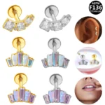 ASTM F136 Titanium Opal Cartilage Stud For Cartilage Or Helix Piercing