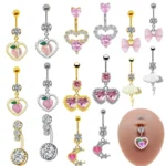 316L Surgical Steel Heart Moon Belly Button Ring For Navel Piercing