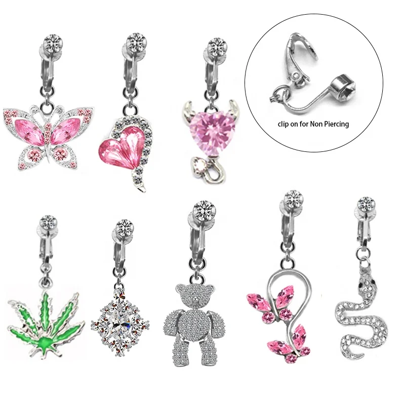 Fake Butterfly Snake Belly Button Ring For Navel Piercing - Image 2