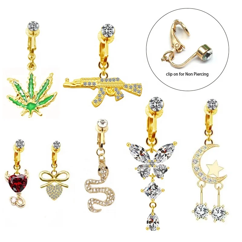 Fake Butterfly Snake Belly Button Ring For Navel Piercing