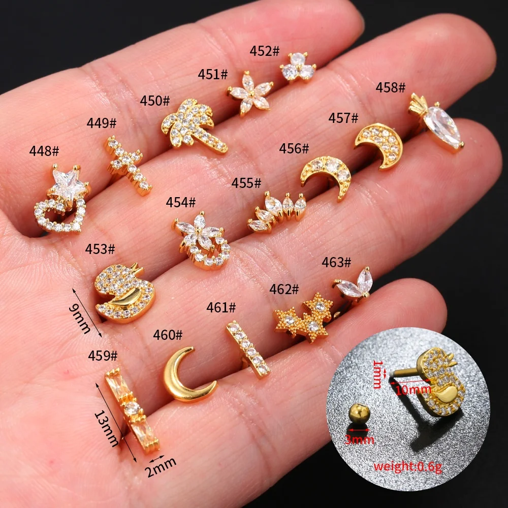 316L Surgical Steel Cartilage Stud For Cartilage Or Helix Piercing - Image 2