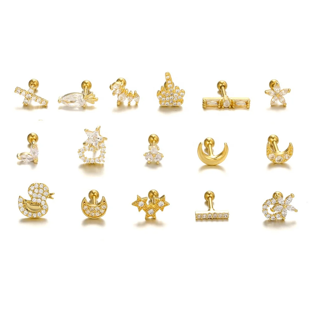 316L Surgical Steel Cartilage Stud For Cartilage Or Helix Piercing