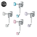 ASTM F136 Titanium CZ Piercing Earring For Ear Piercing