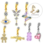 ASTM F136 Titanium Butterfly Belly Button Ring For Navel Piercing