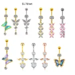 316L Surgical Steel Butterfly Belly Button Ring For Navel Piercing