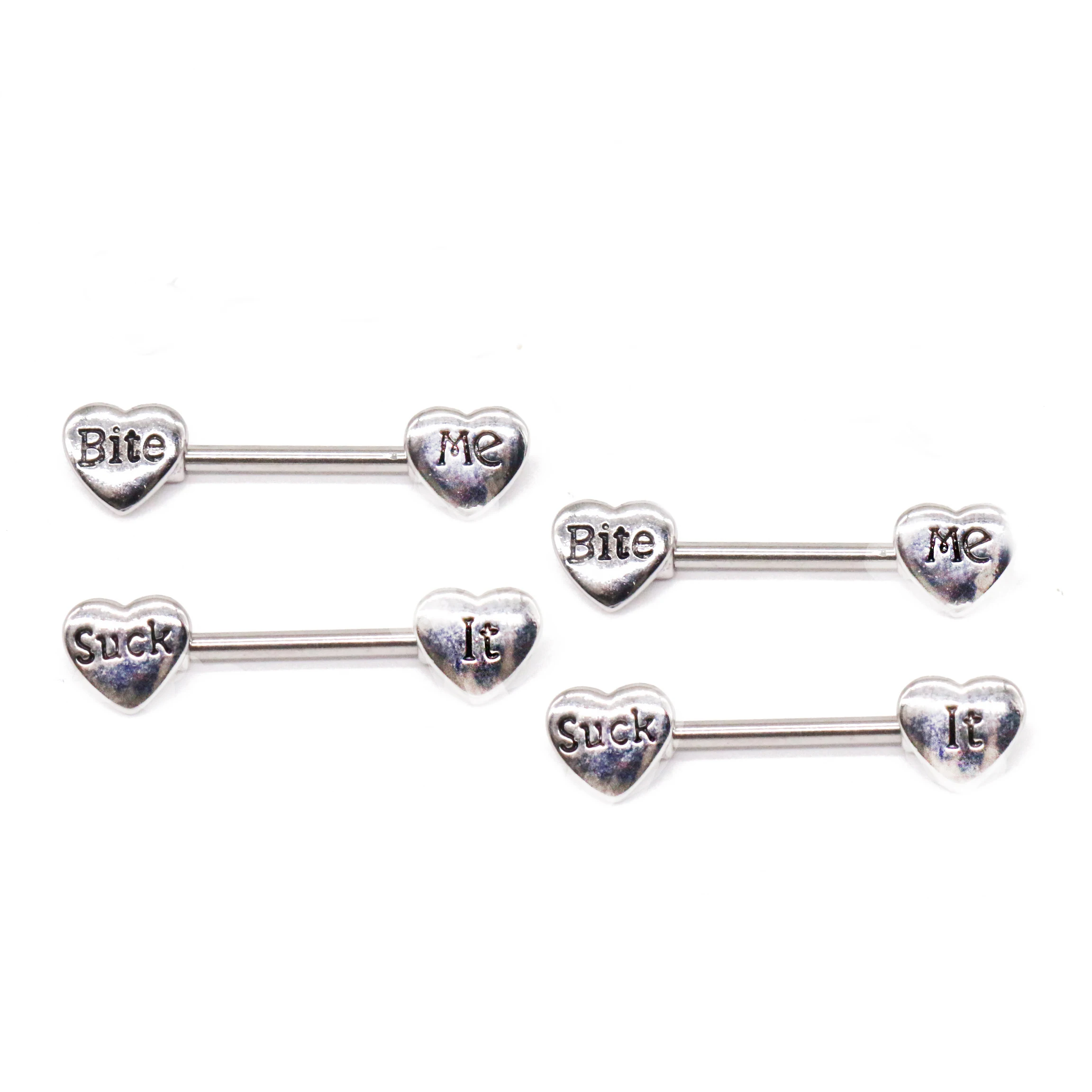 316L Surgical Steel CZ Heart Nipple Ring For Nipple Piercing