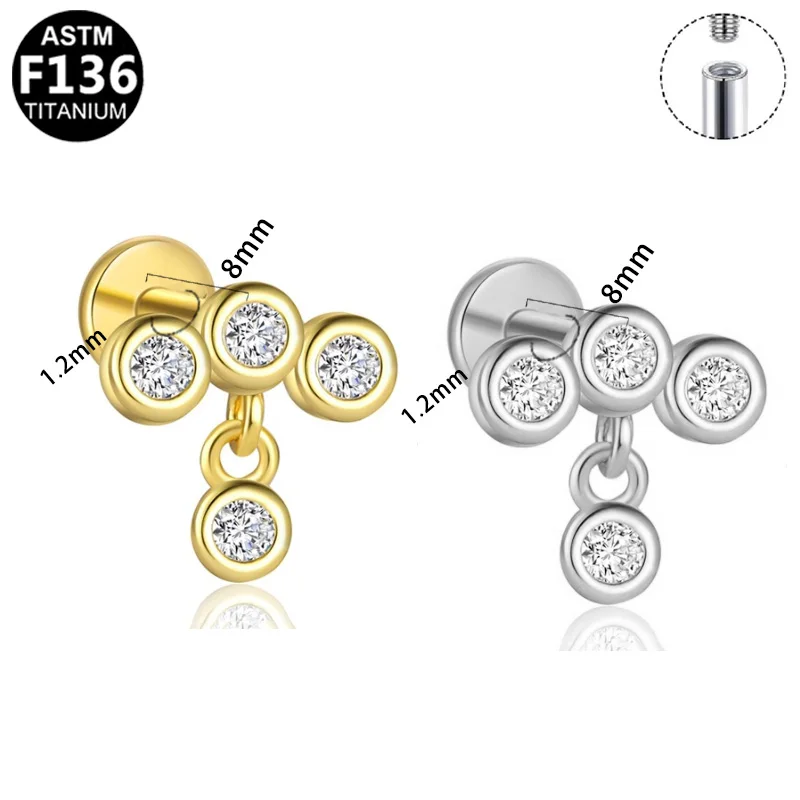 ASTM F136 Titanium 16G Labret Stud For Lip Or Cartilage Piercing - Image 2