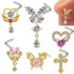 316L Surgical Steel Butterfly Heart Nose Ring For Nose Piercing