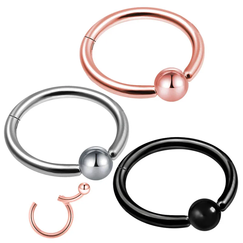 316L Surgical Steel Crystal Segment Clicker Ring For Septum Or Nose Piercing - Image 2