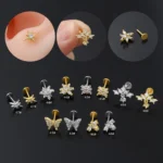 316L Surgical Steel CZ Flower Cartilage Stud For Cartilage Or Helix Piercing