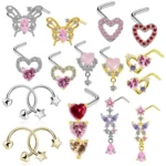 316L Surgical Steel Butterfly Heart Nose Ring For Nose Piercing