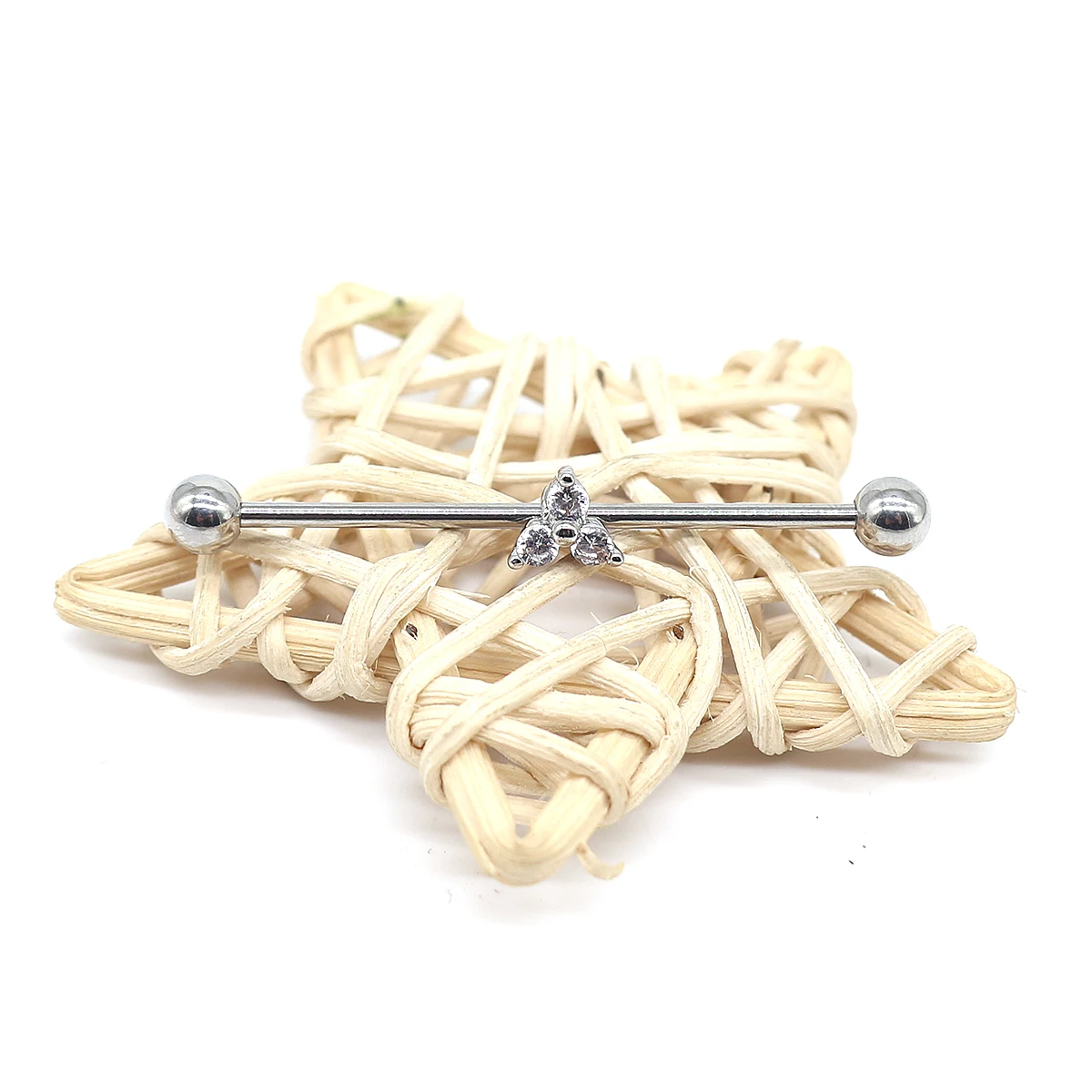 316L Surgical Steel CZ Butterfly Industrial Barbell For Industrial Piercing - Image 2