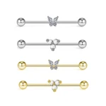 316L Surgical Steel CZ Butterfly Industrial Barbell For Industrial Piercing
