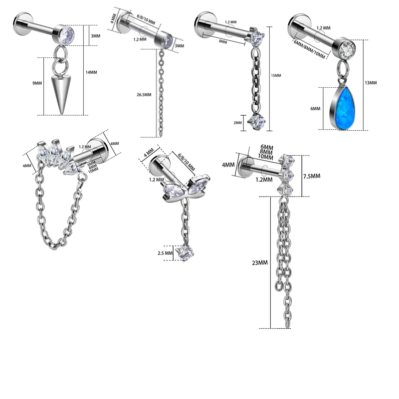 ASTM F136 Titanium Internally Threaded Labret Stud For Lip, Cartilage Or Tragus Piercing - Image 2