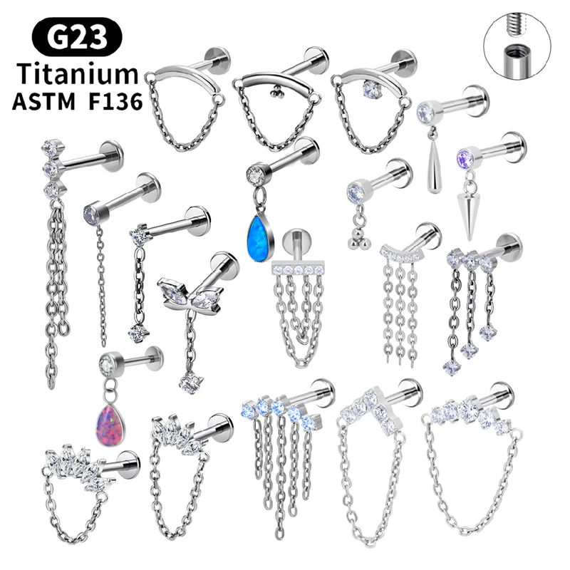 ASTM F136 Titanium Internally Threaded Labret Stud For Lip, Cartilage Or Tragus Piercing