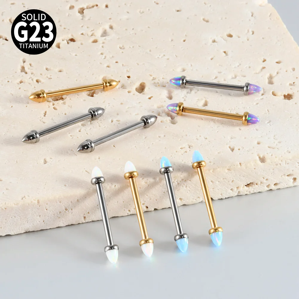 ASTM F136 Titanium Opal Nipple Ring For Nipple Piercing - Image 2
