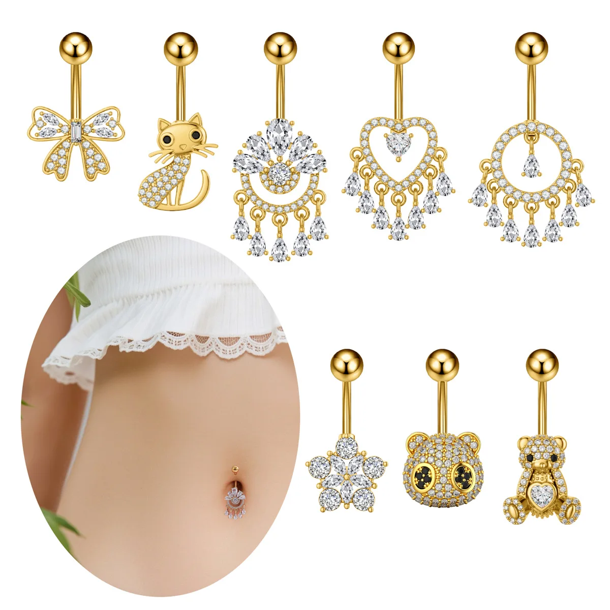 316L Surgical Steel Belly Button Ring For Navel Piercing