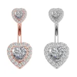 316L Surgical Steel CZ Heart Belly Button Ring For Navel Piercing