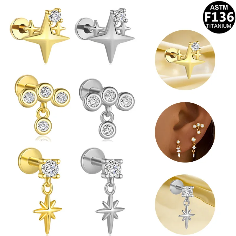 ASTM F136 Titanium Labret Stud For Lip Or Cartilage Piercing - Image 2