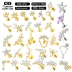 ASTM F136 Titanium CZ Internally Threaded Labret Stud For Lip, Cartilage Or Tragus Piercing