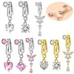 ASTM F136 Titanium CZ Butterfly Belly Button Ring For Navel Piercing