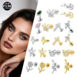 ASTM F136 Titanium Internally Threaded Labret Stud For Lip, Cartilage Or Tragus Piercing