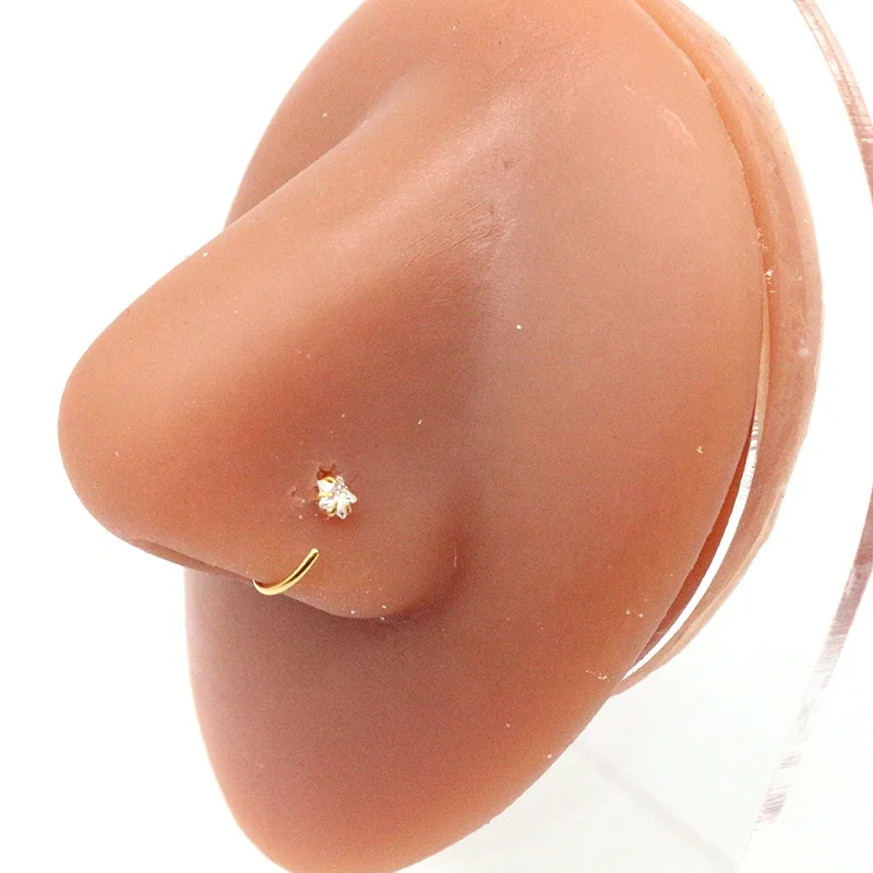 316L Surgical Steel CZ Heart Nose Ring For Nose Piercing