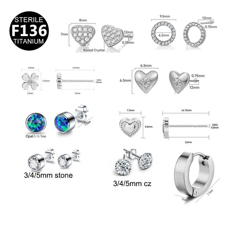 ASTM F136 Titanium Opal Piercing Earring For Ear Piercing - Image 2