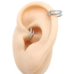ASTM F136 Titanium CZ Segment Clicker Ring For Septum Or Nose Piercing