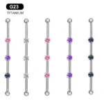 ASTM F136 Titanium CZ Industrial Barbell For Industrial Piercing